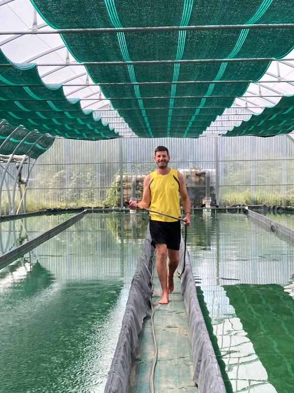 Nicolas Fourtouil dans sa serre chez Spiruline Tolosane