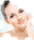 Beautiful woman with honeycomb design pattern and medical bioglow-concept creme package