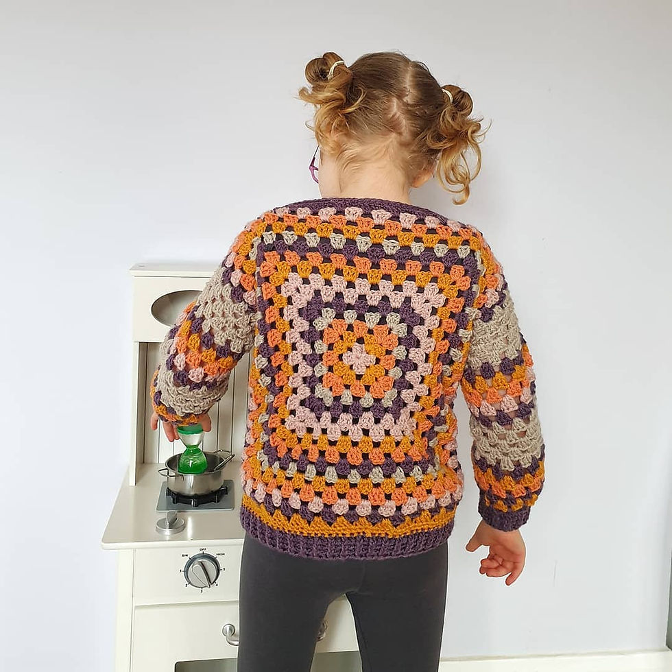 Thumbnail: The Kids Scrapbusting Granny Square Jumper Crochet Pattern