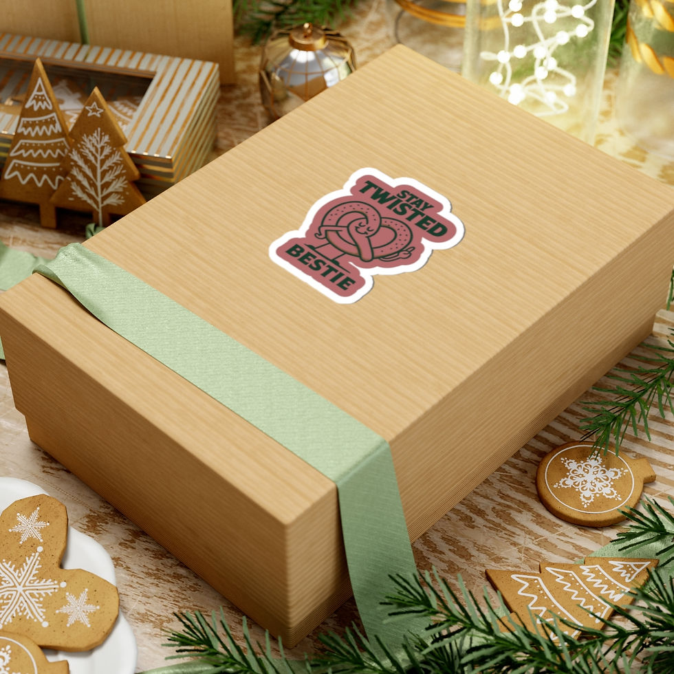 Thumbnail: Stay Twisted Bestie Kiss-Cut Sticker — Cute Pretzel Friend Laptop Decal