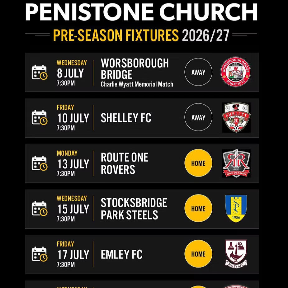 PCFC First Team - Pre Season Freindly Fixtures