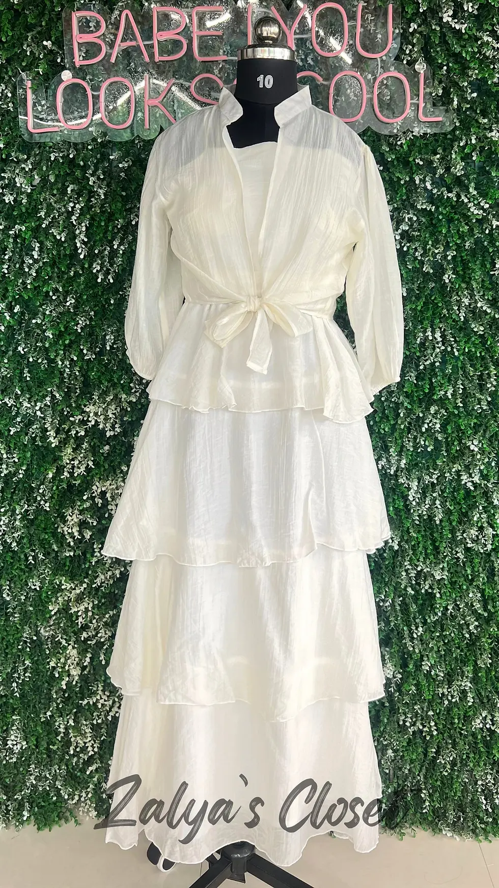 Thumbnail: 2pcs Crop Top and Tired Dress 