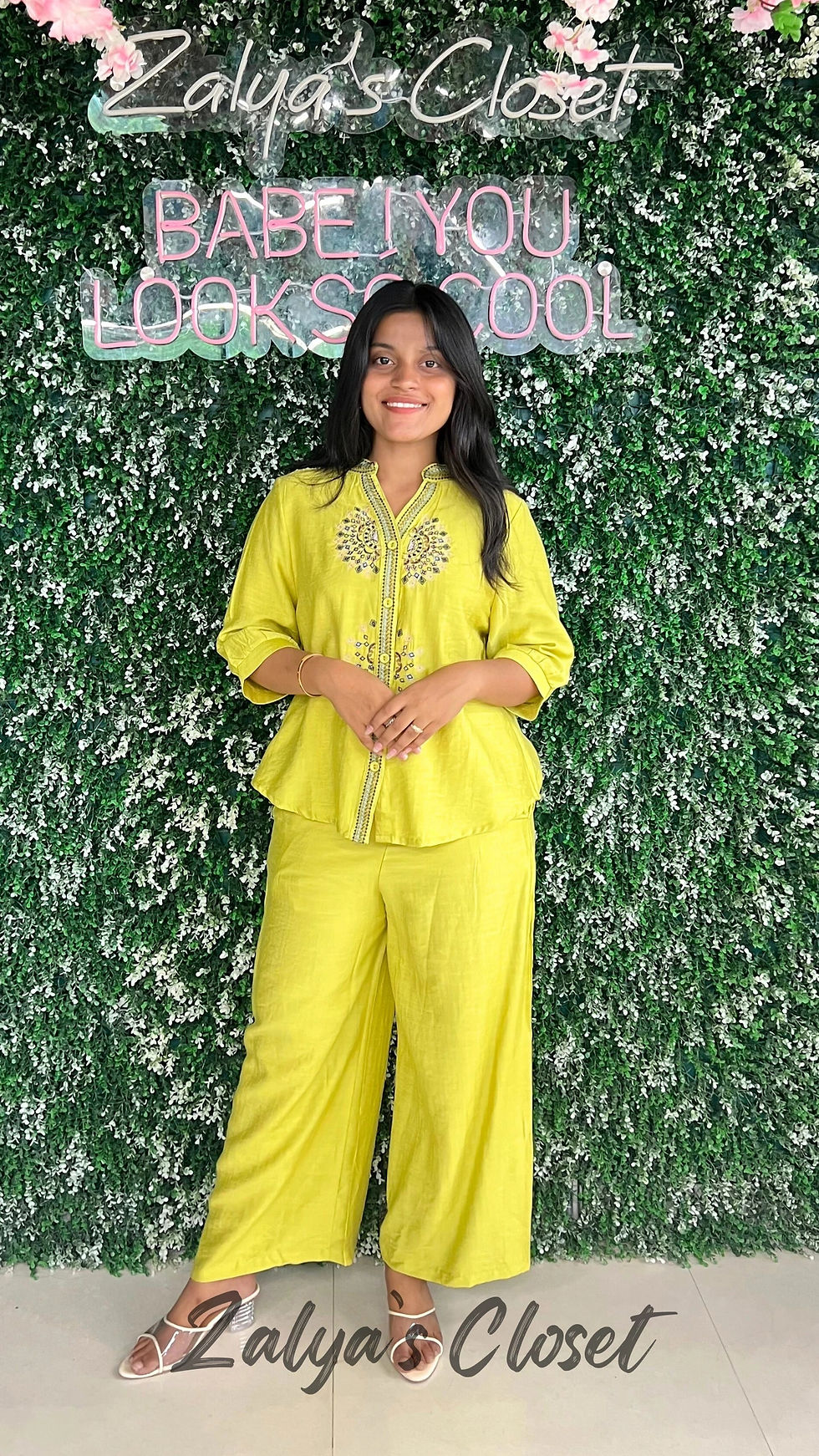 Thumbnail: Front Embroidered Top and Pant Co-ord Set