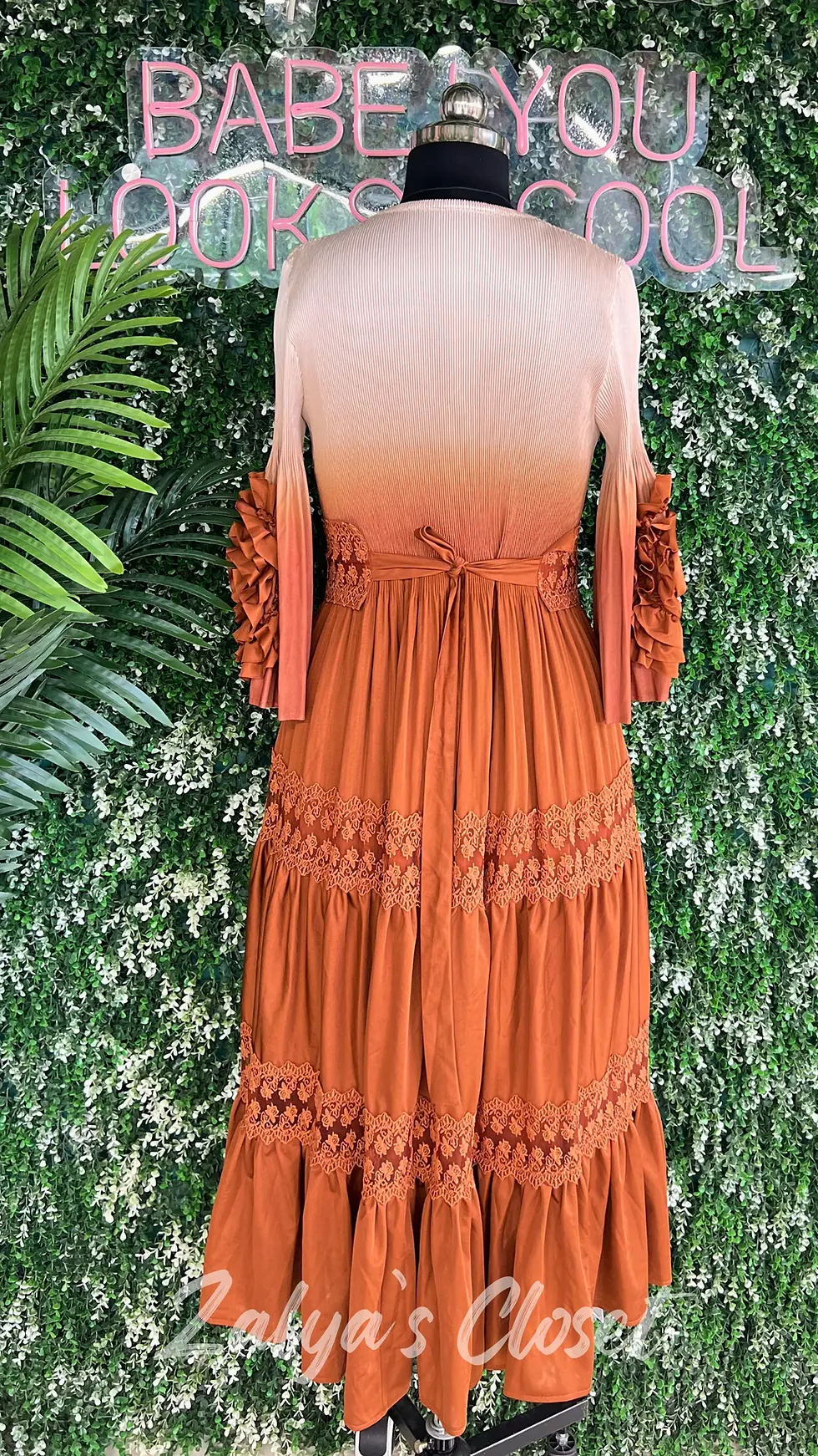 Thumbnail: Imported Ombre Tiered Magic Dress with Belt