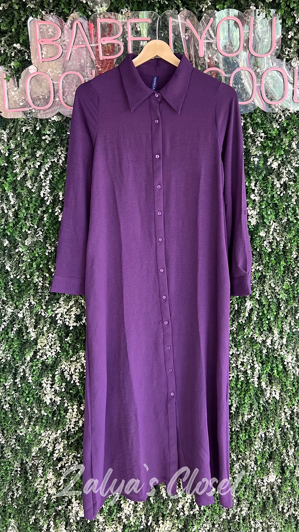 Thumbnail: Deep Purple Shirt Maxi Dress