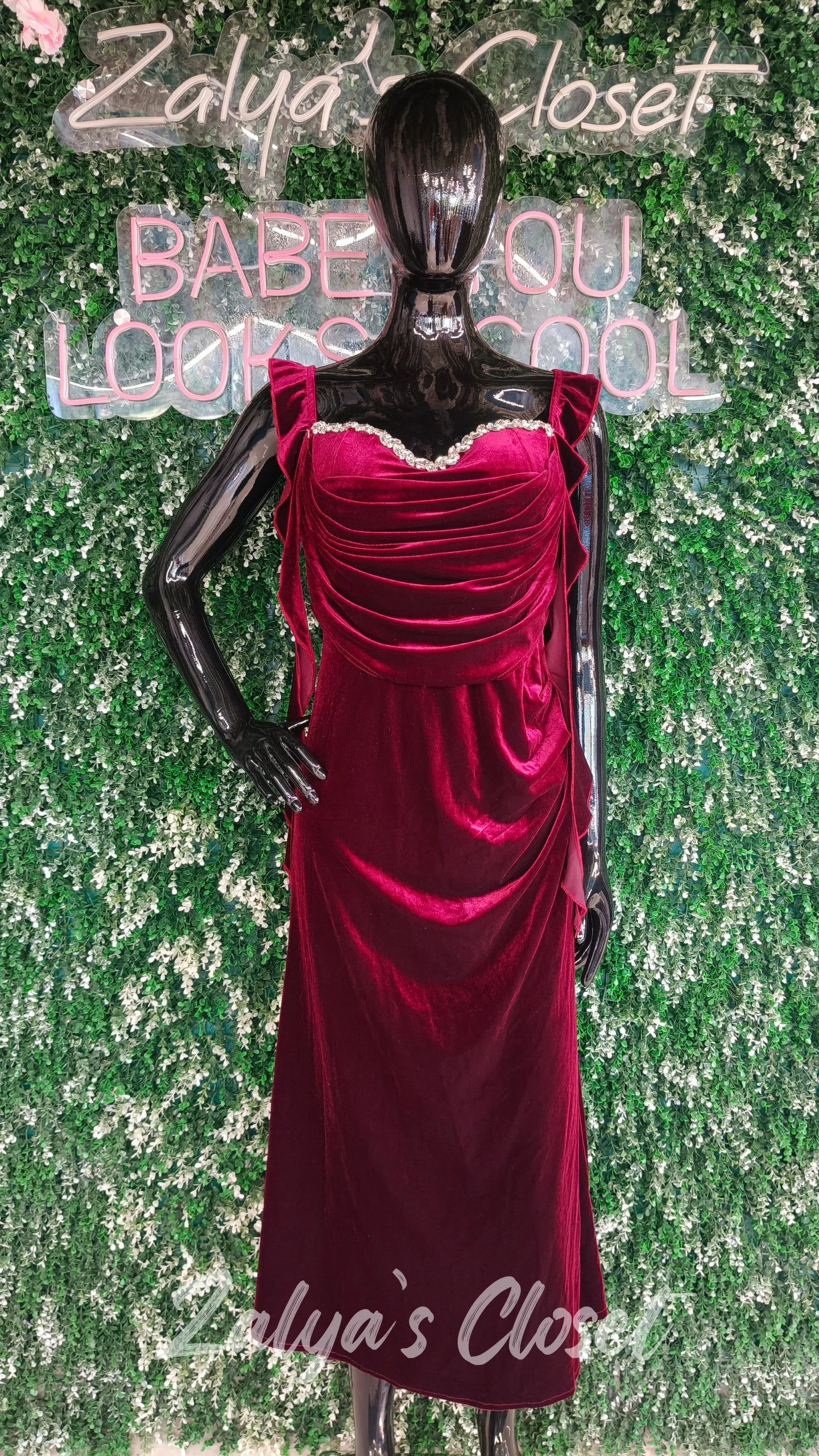 Imported Velvet Dress with Stone Work