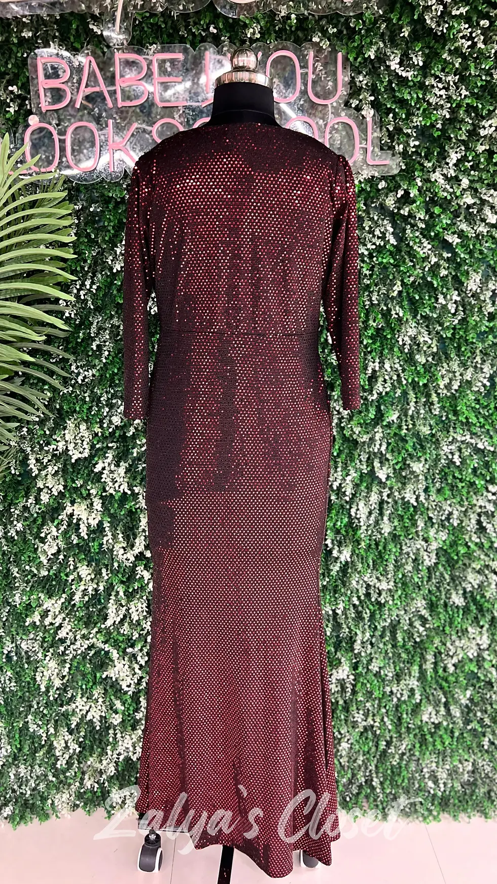 Thumbnail: Long Shimmer Gown With Belted Design