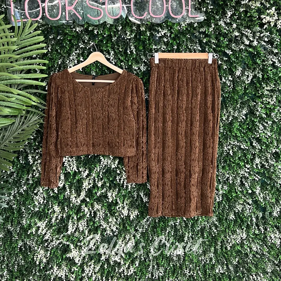 Thumbnail: Lace Super Soft Skirt And Top Co Ord Set 
