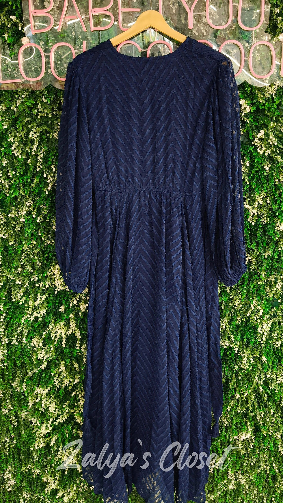 Thumbnail: Navy Chevron Dobby Wrap Maxi
