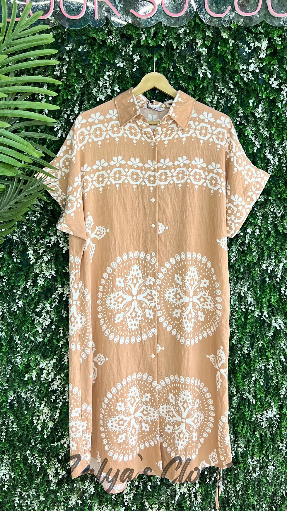 Thumbnail: Printed XXL long shirt dress 