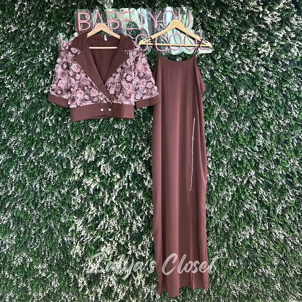 Thumbnail: Imported Long Gown With Flower Cropped Jacket 