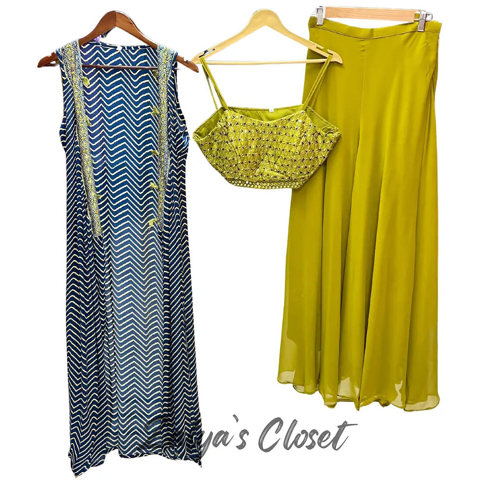 Thumbnail: Indo-western 3pcs co-ord set with tassels shrug