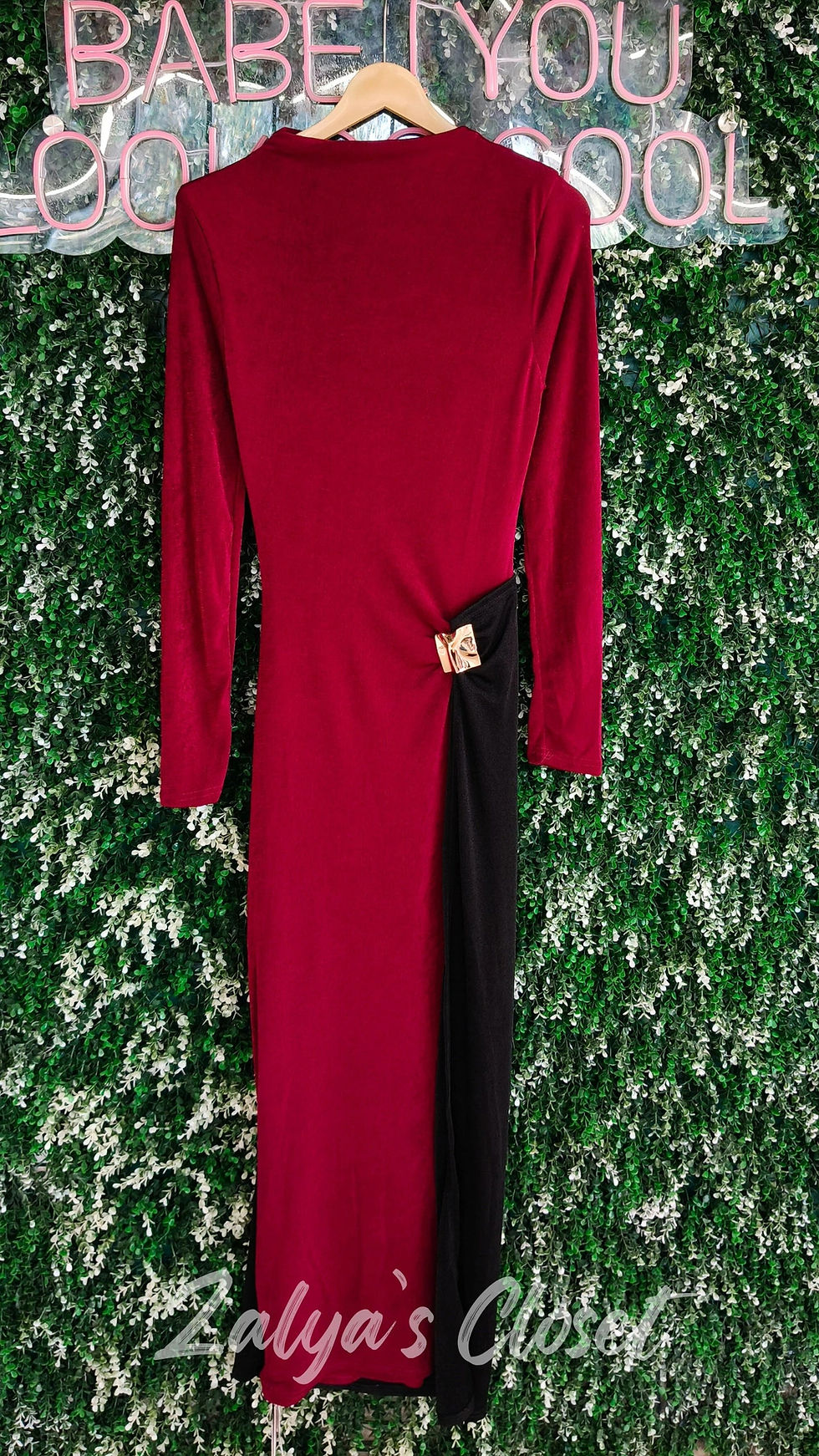 Thumbnail: Red With Black Bodycon Party Wear Dress Imported