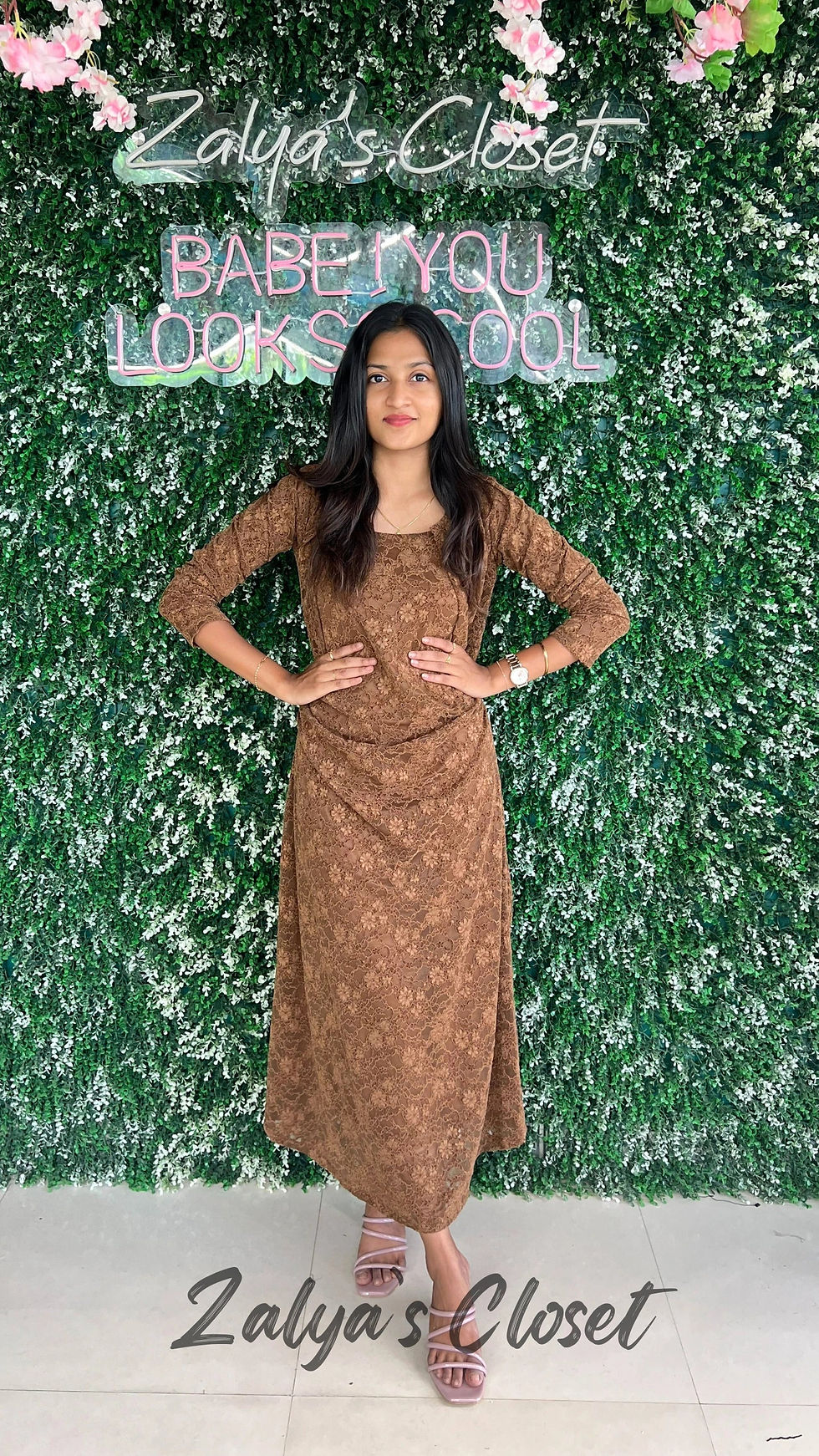 Thumbnail: Imported Lace Design Slip Dress with Shrug