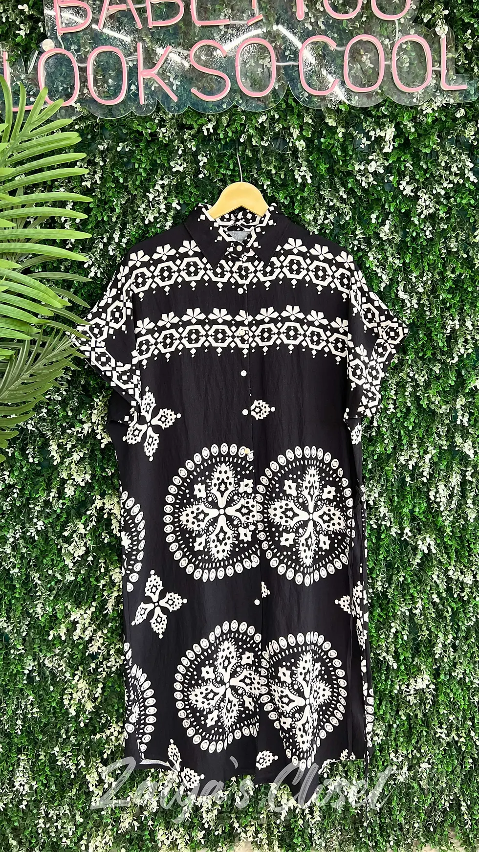 Thumbnail: Printed XXL long shirt dress 