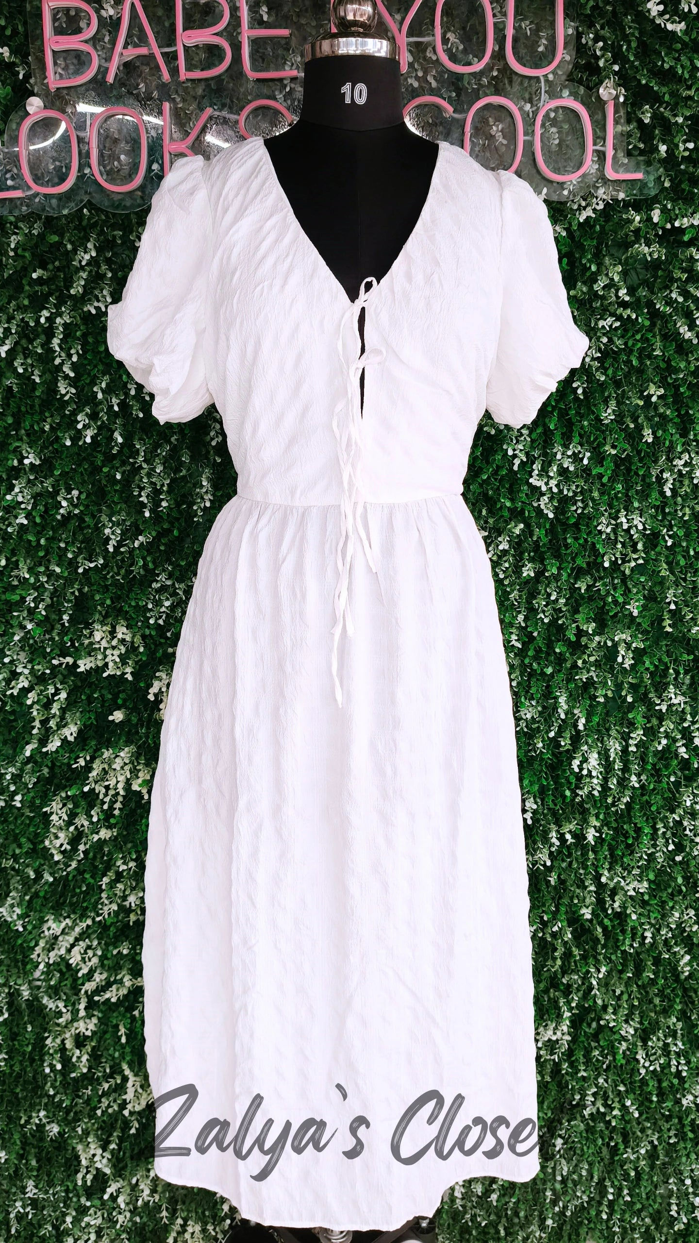 White Popcorn Fabric Long Dress