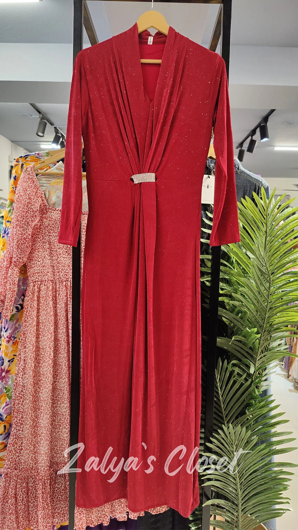 Thumbnail: Full Stone Work Front Slip Party Wear Dress