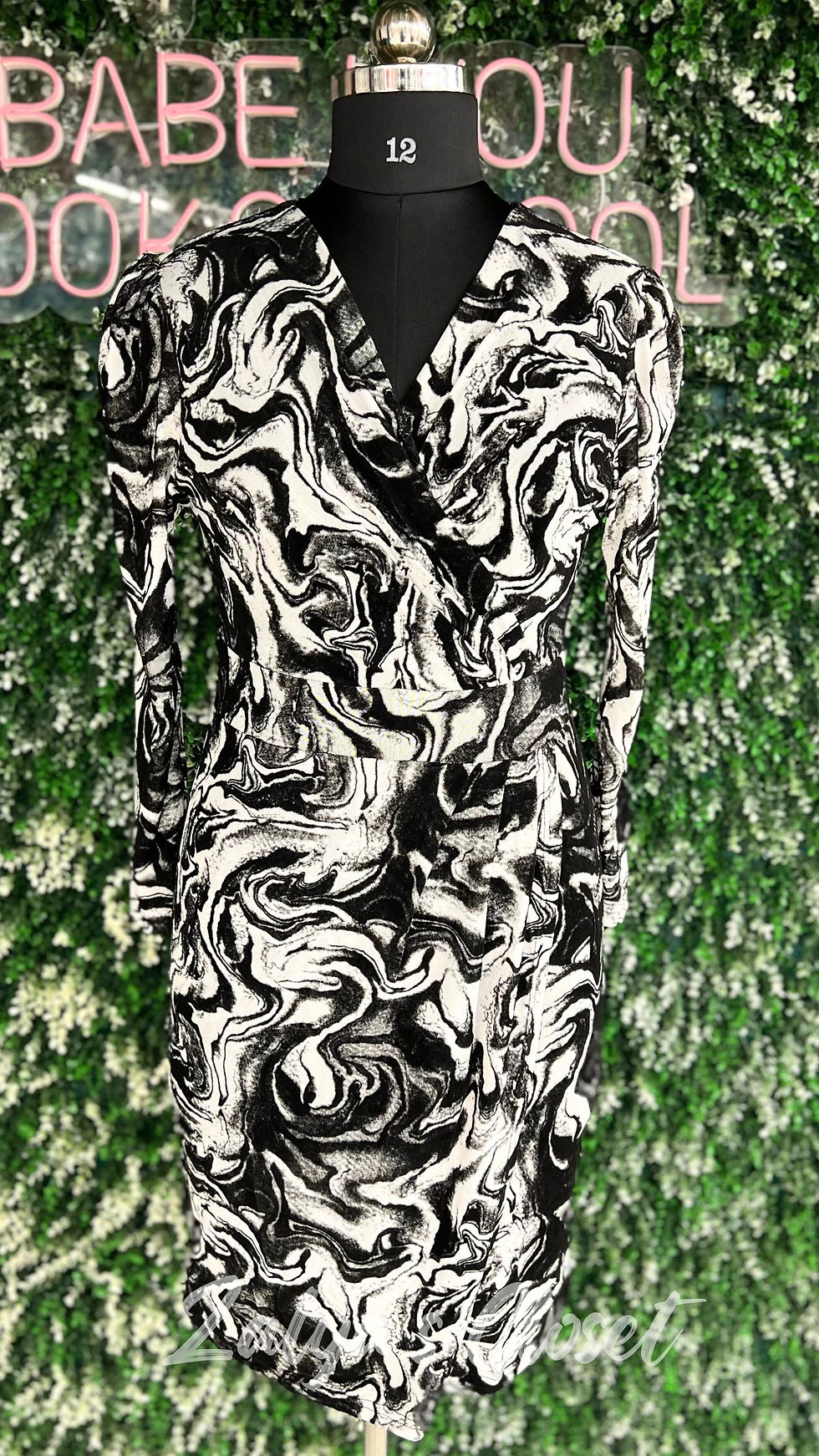 Thumbnail: Marble Printed Knee Length Bodycon Dress