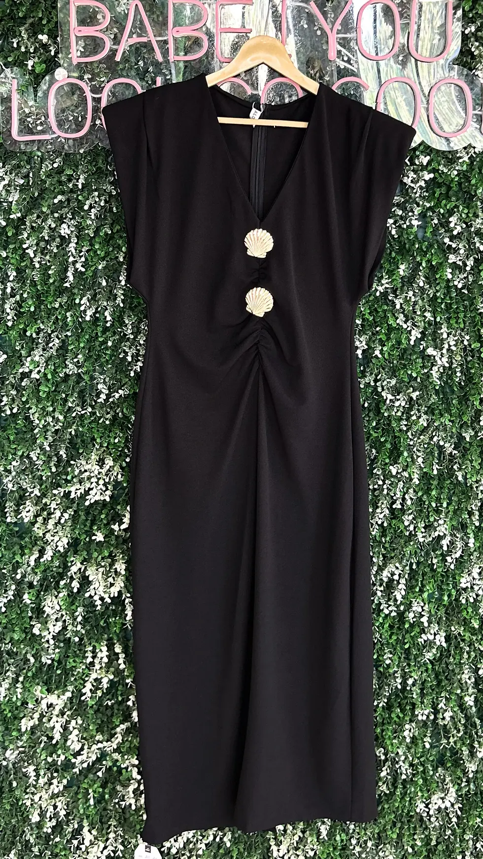 Thumbnail: Imported Bodycon With Golden Button Detailing
