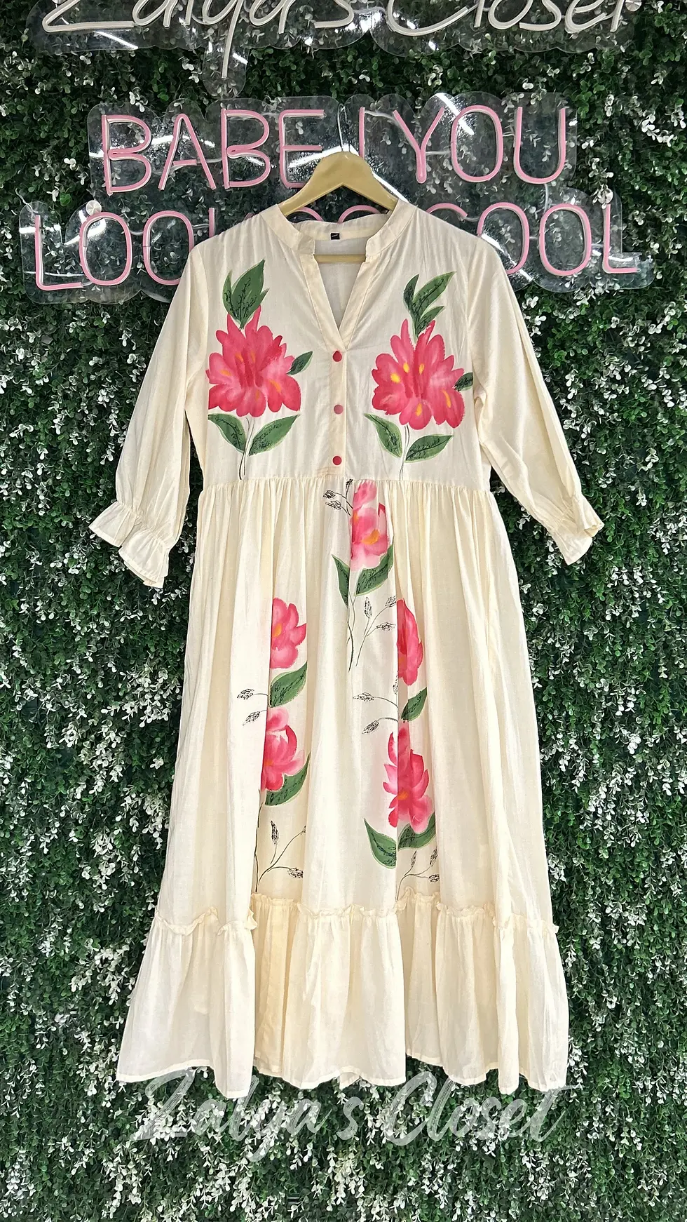 Thumbnail: Cotton hand flower painted dress