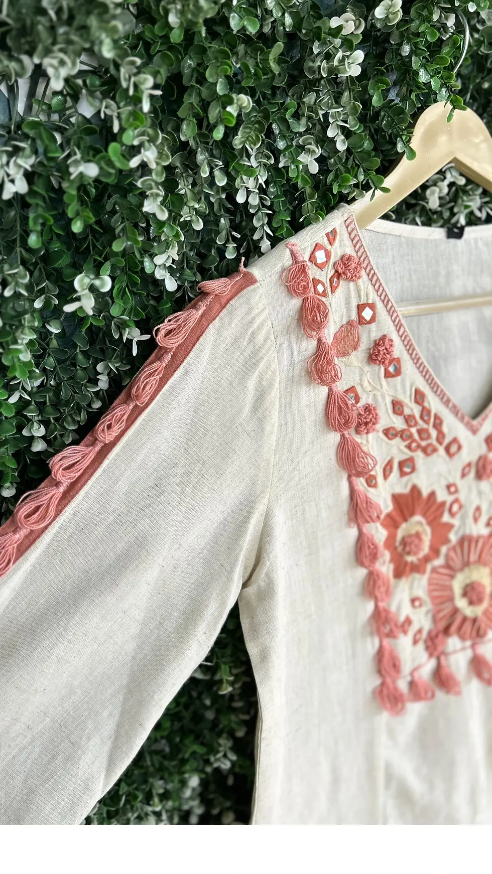 Thumbnail: Pure Cotton Mirror Work Top And Pant Co Ord Set