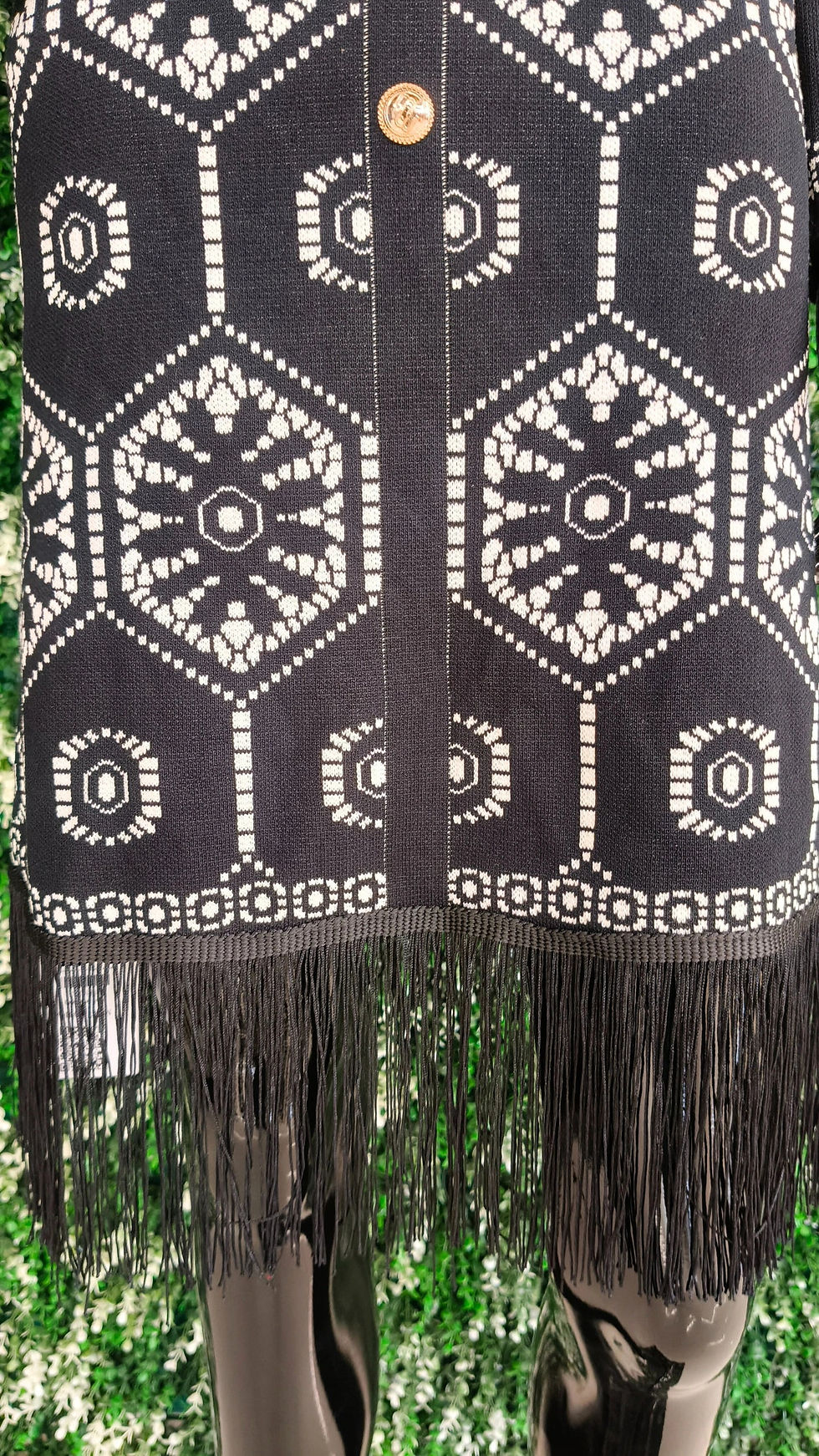 Thumbnail: Imported Printed Bodycon Dress With Tassels At Hem