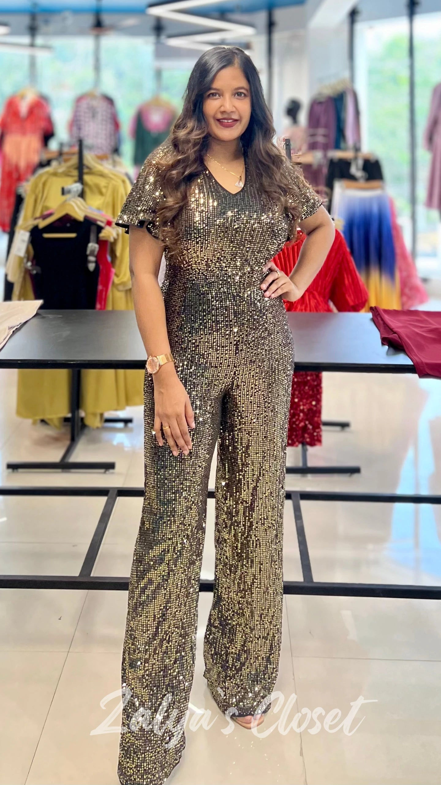 Black/Gold Sequence Jumpsuit
