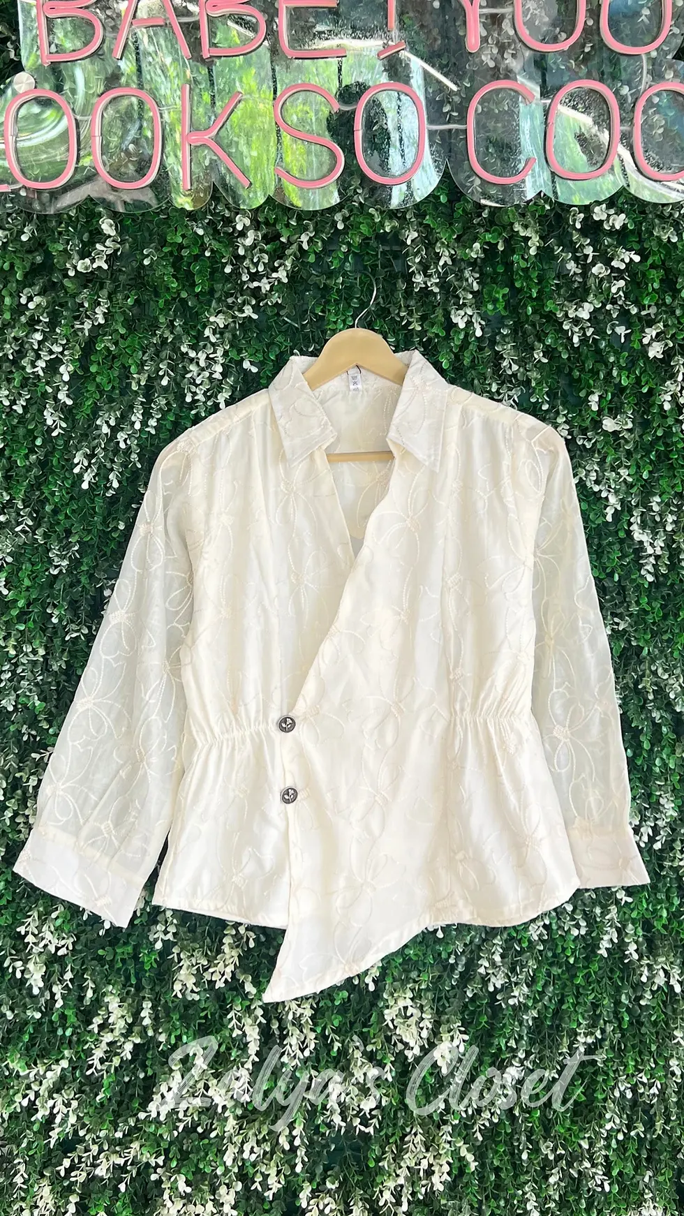 Thumbnail: Peplum Style Buttoned Embroidered Tops
