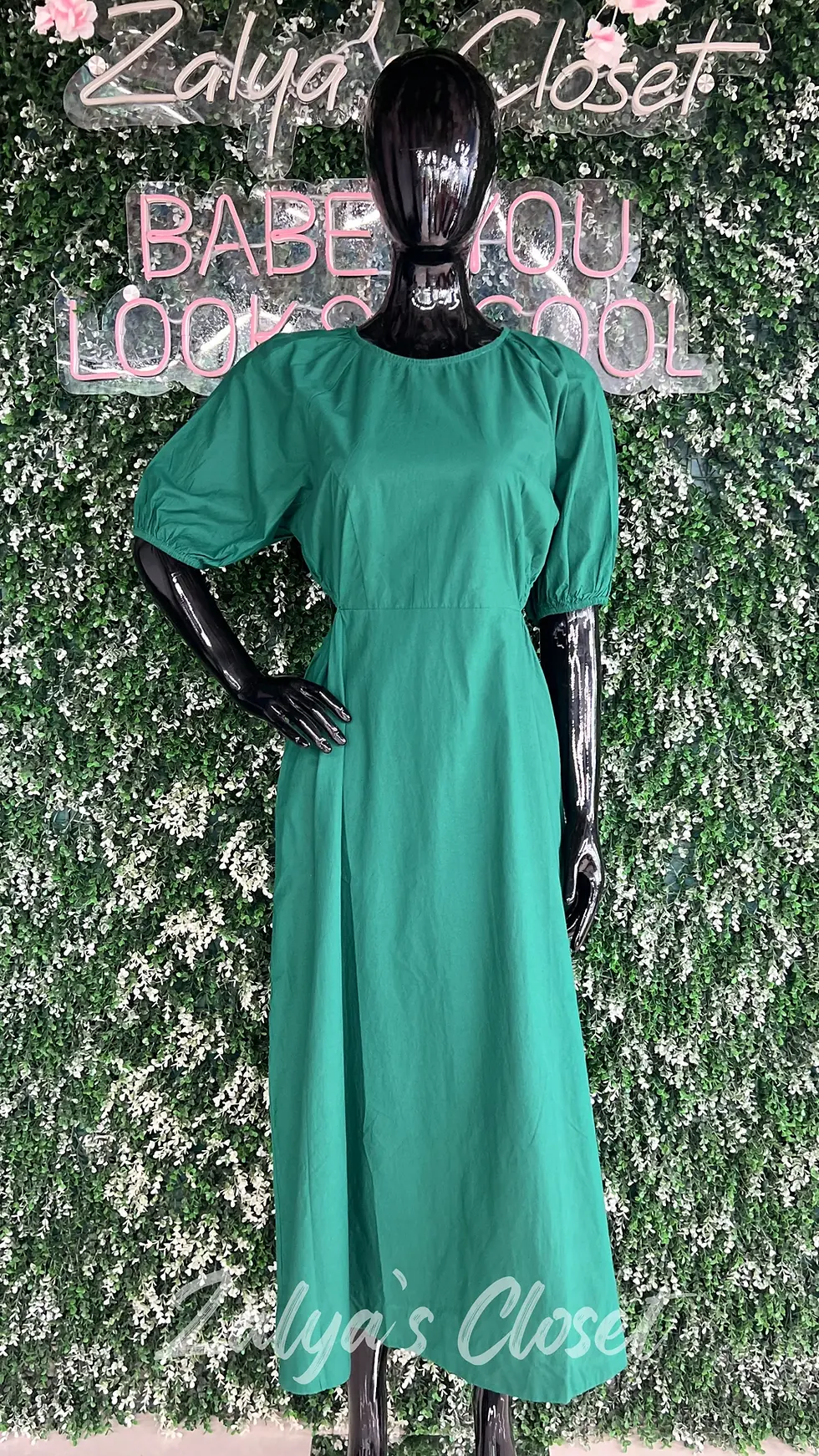 Thumbnail: Green Poplin Cut Out Maxi Dress