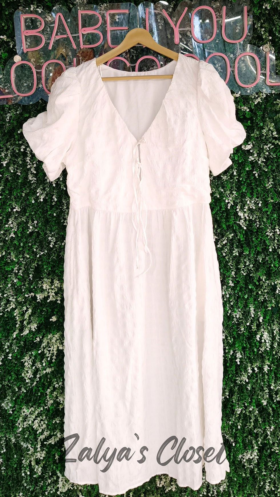 Thumbnail: White Popcorn Fabric Long Dress