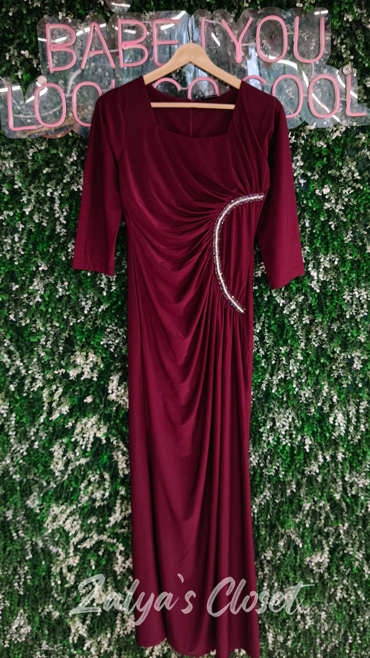 Side Stone Work Long Gown