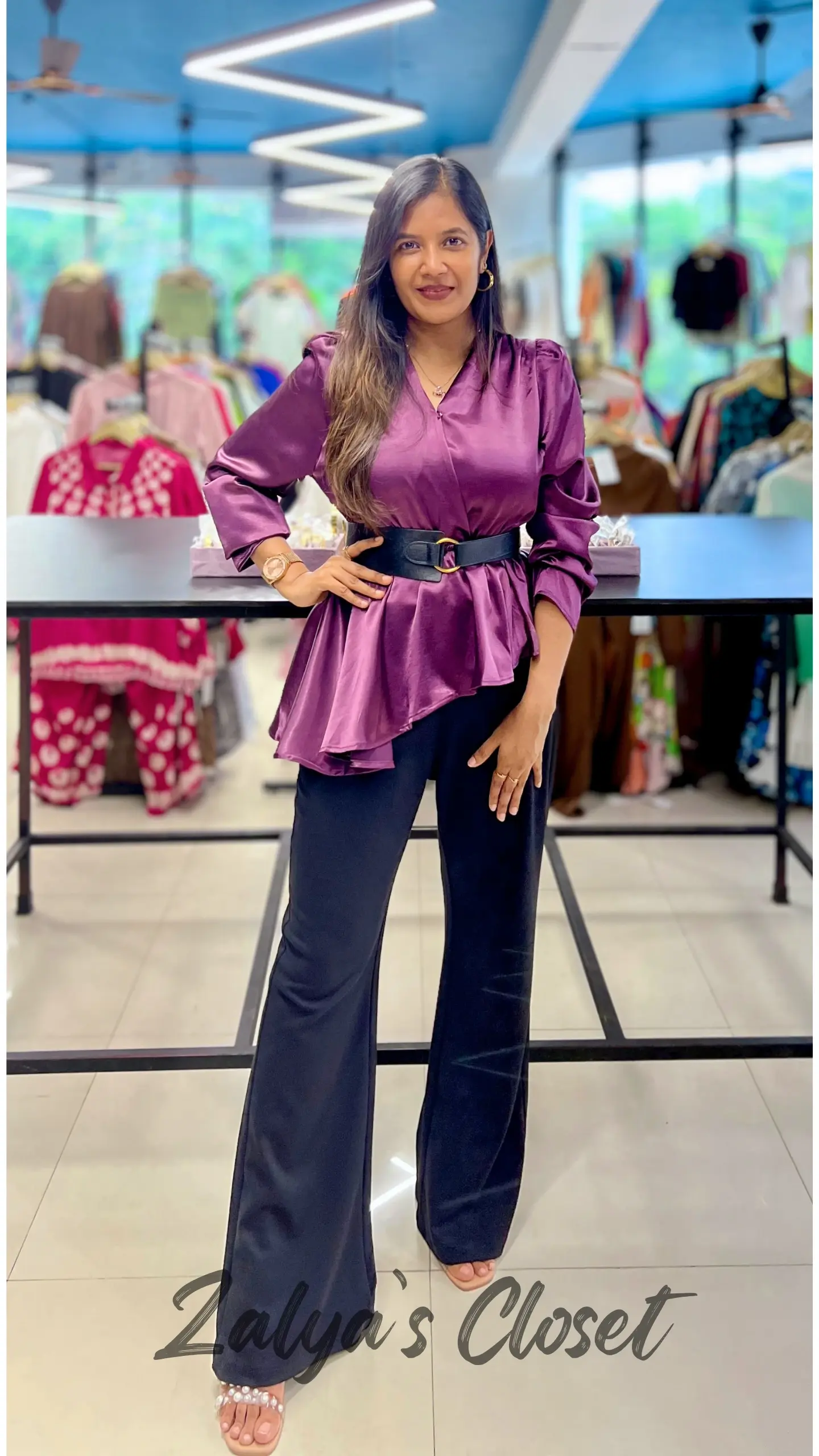 Imported Asymmetric Tops with Belt