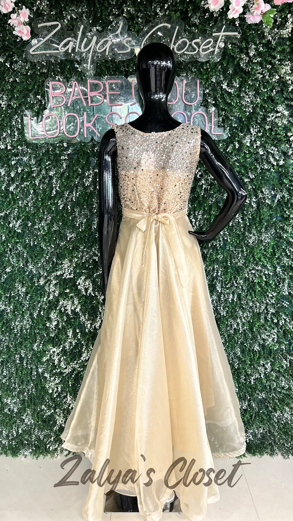 Thumbnail: Organza Dress With Half Shimmer Work