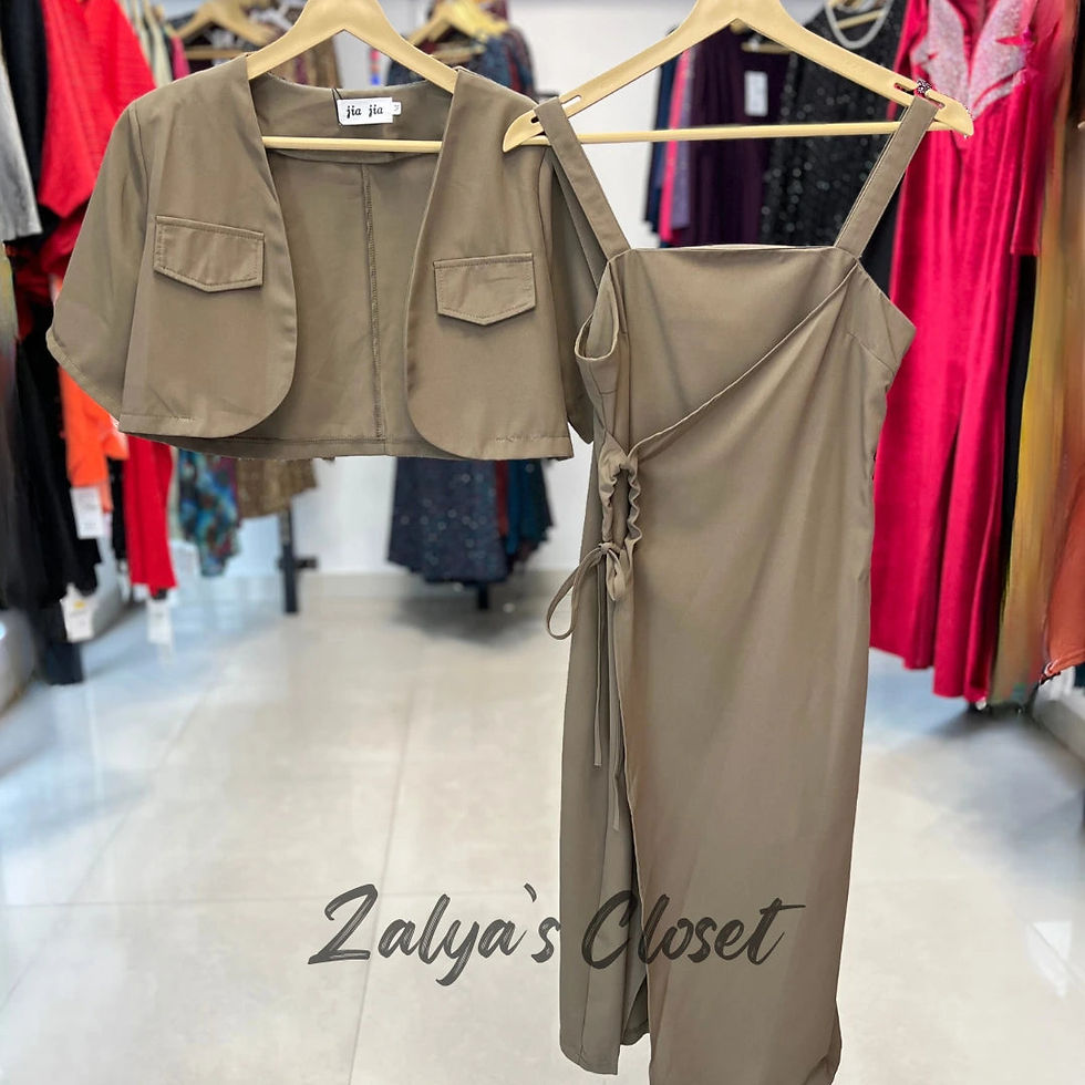 Thumbnail: Cropped Jacket Top And Solid Slip Dress