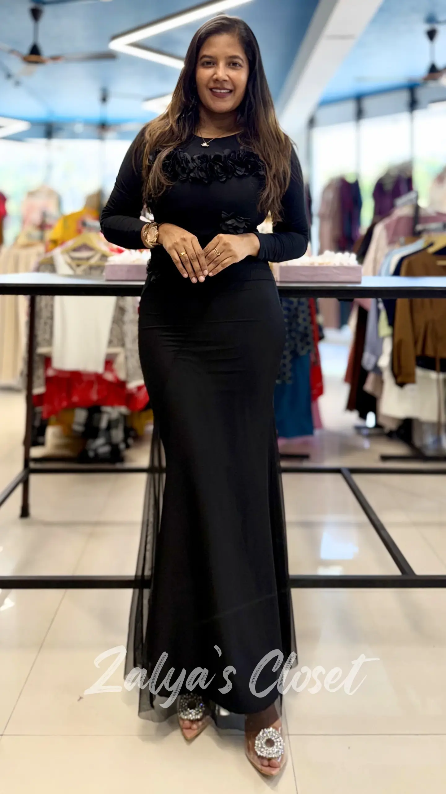 Imported bodycon dress with flower attached