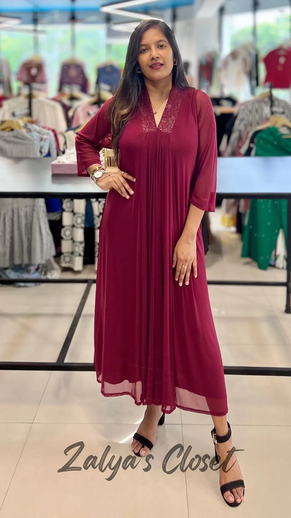 Thumbnail: Long Gown With Stone Work Dress 