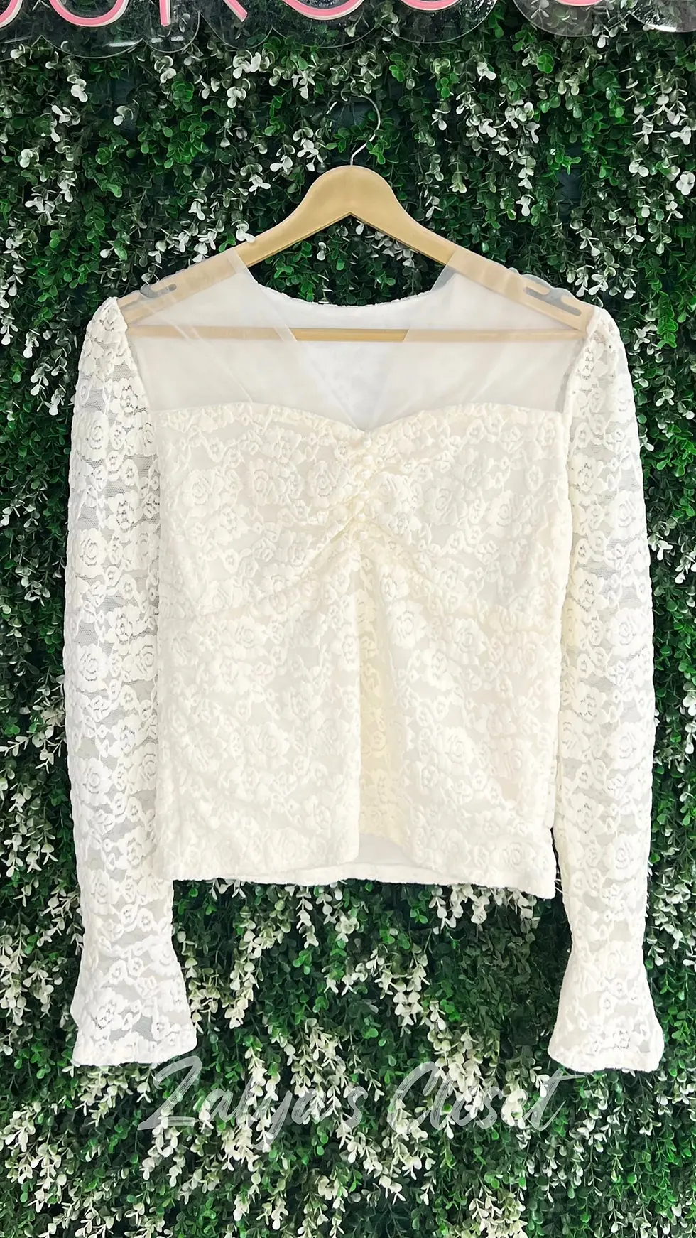 Thumbnail: Imported Lace Tops with Net on the Neck 