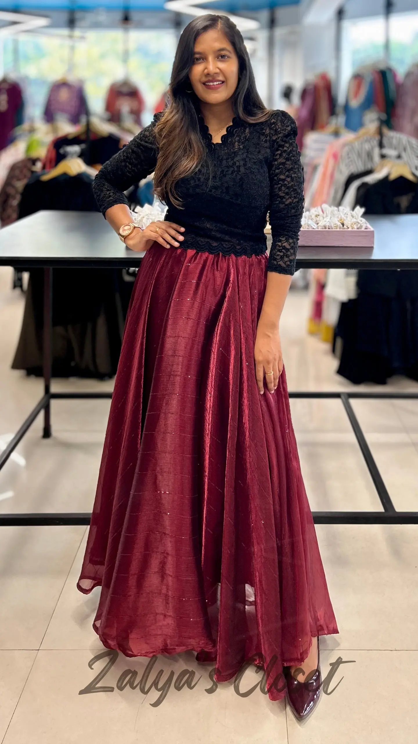 Padded Imported Lace Full Sleeves Tops