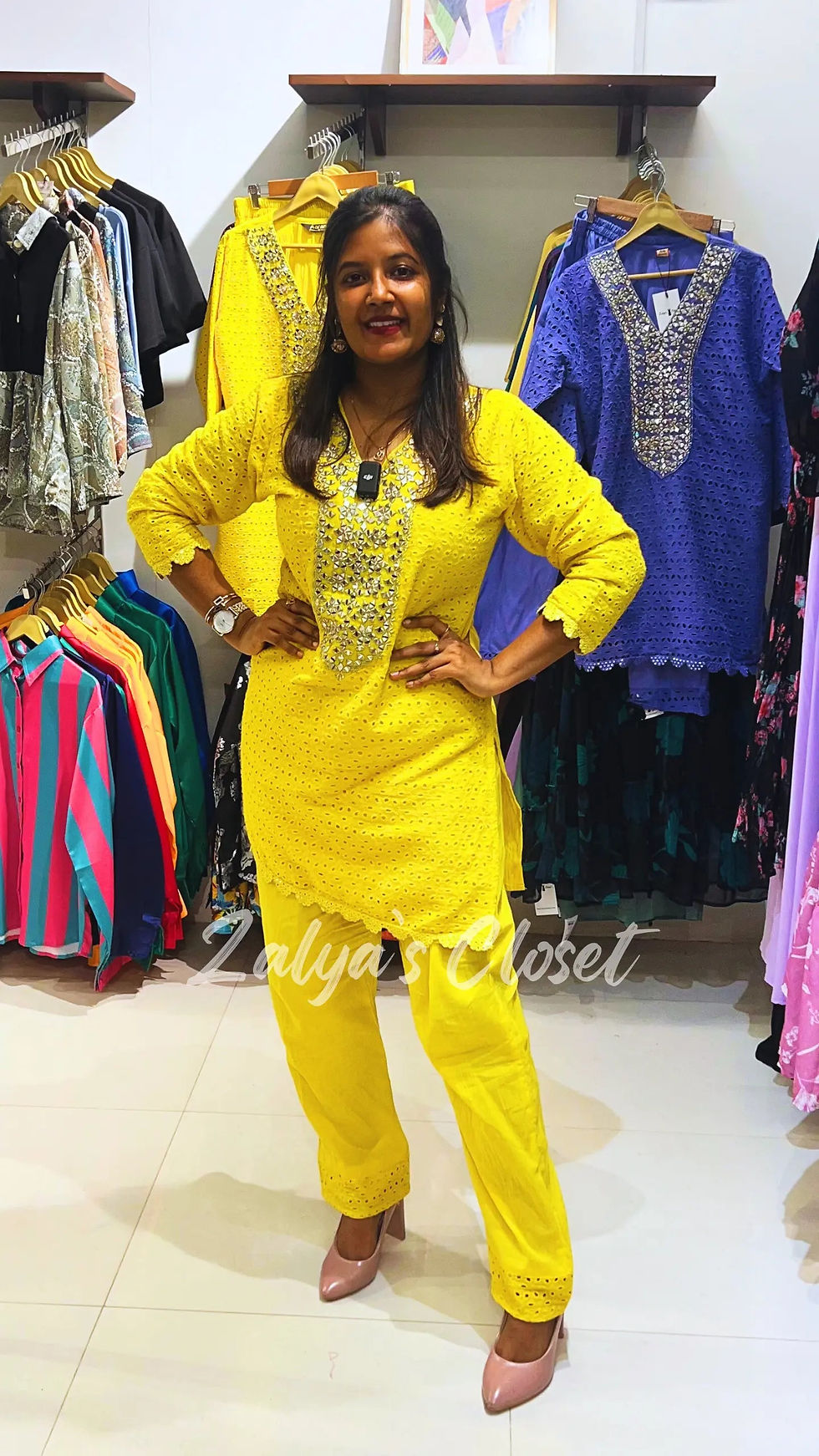 Thumbnail: Cotton Schiffle Co-ord Set Top Yellow
