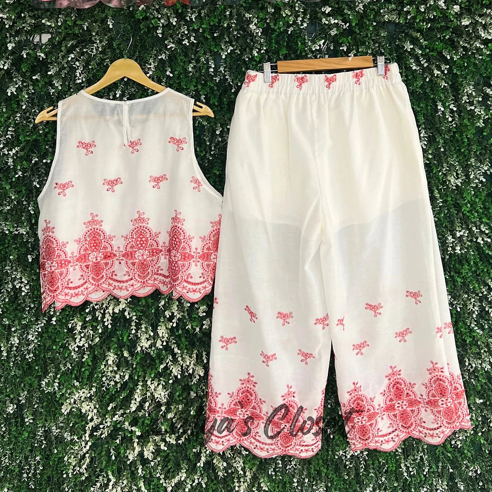 Thumbnail: White & Pink Bottom Printed vest and Pant Co-ord set