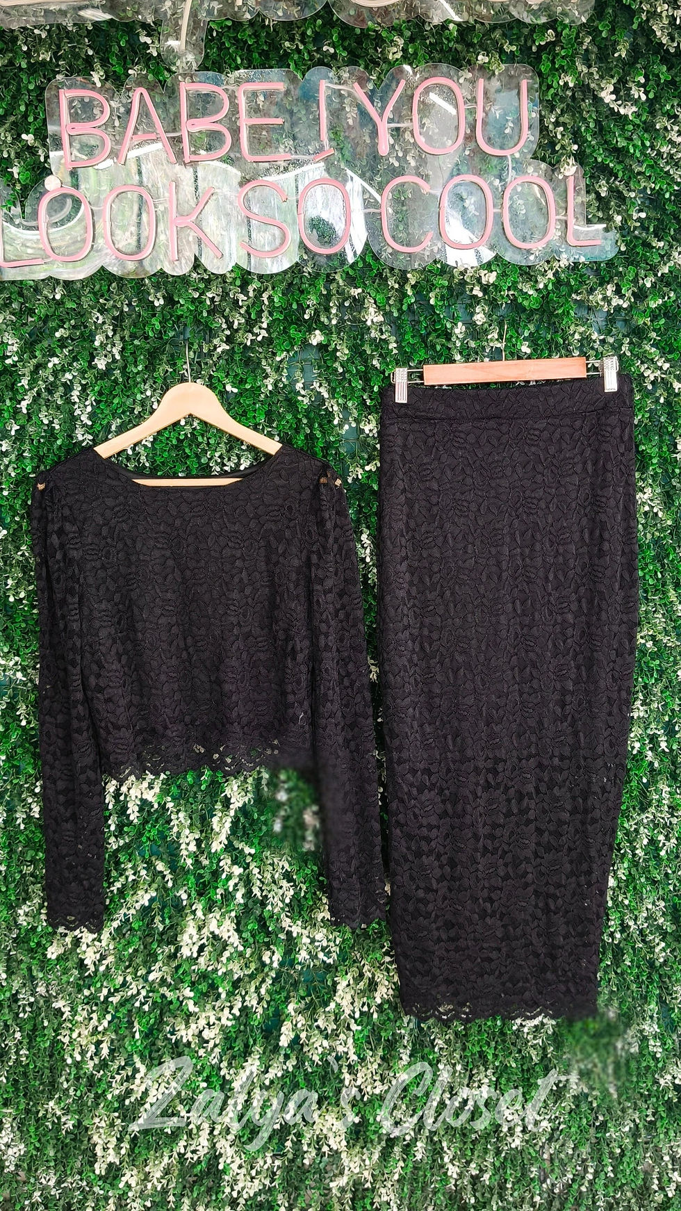 Thumbnail: Imported Lace Bodycon Top and Skirt Set
