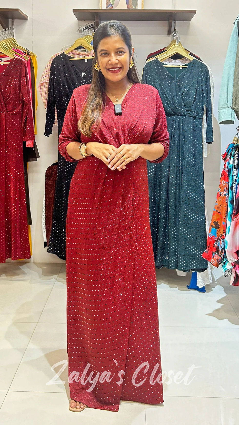Thumbnail: V-Neck Full Stone Work Long Party Wear Gown