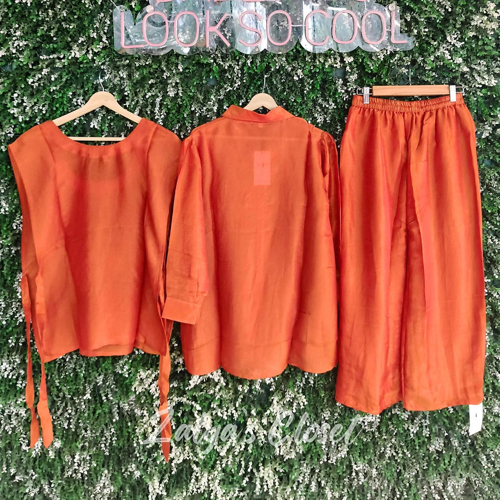 Thumbnail: Foil work Tissue Silk 3pcs Rust color Co-ord set
