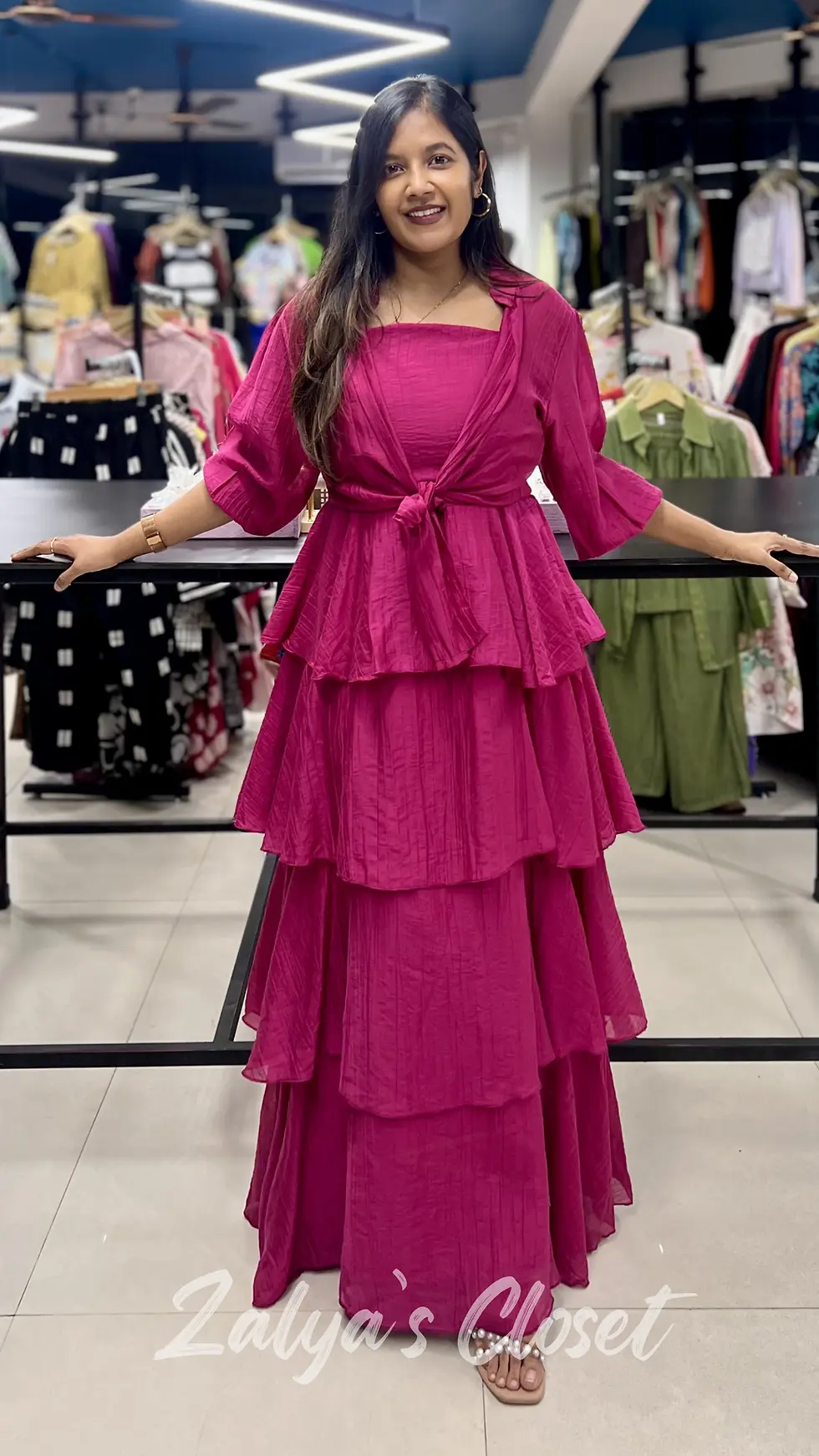 Thumbnail: 2pcs Crop Top and Tired Dress 