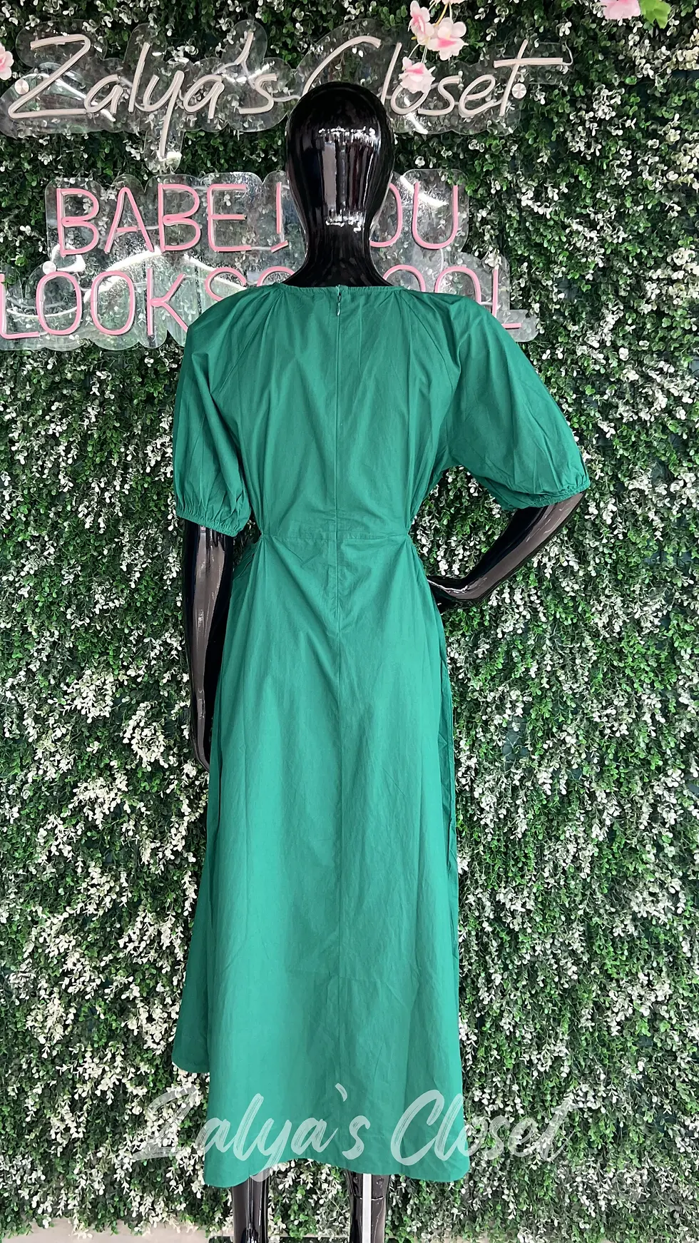 Thumbnail: Green Poplin Cut Out Maxi Dress