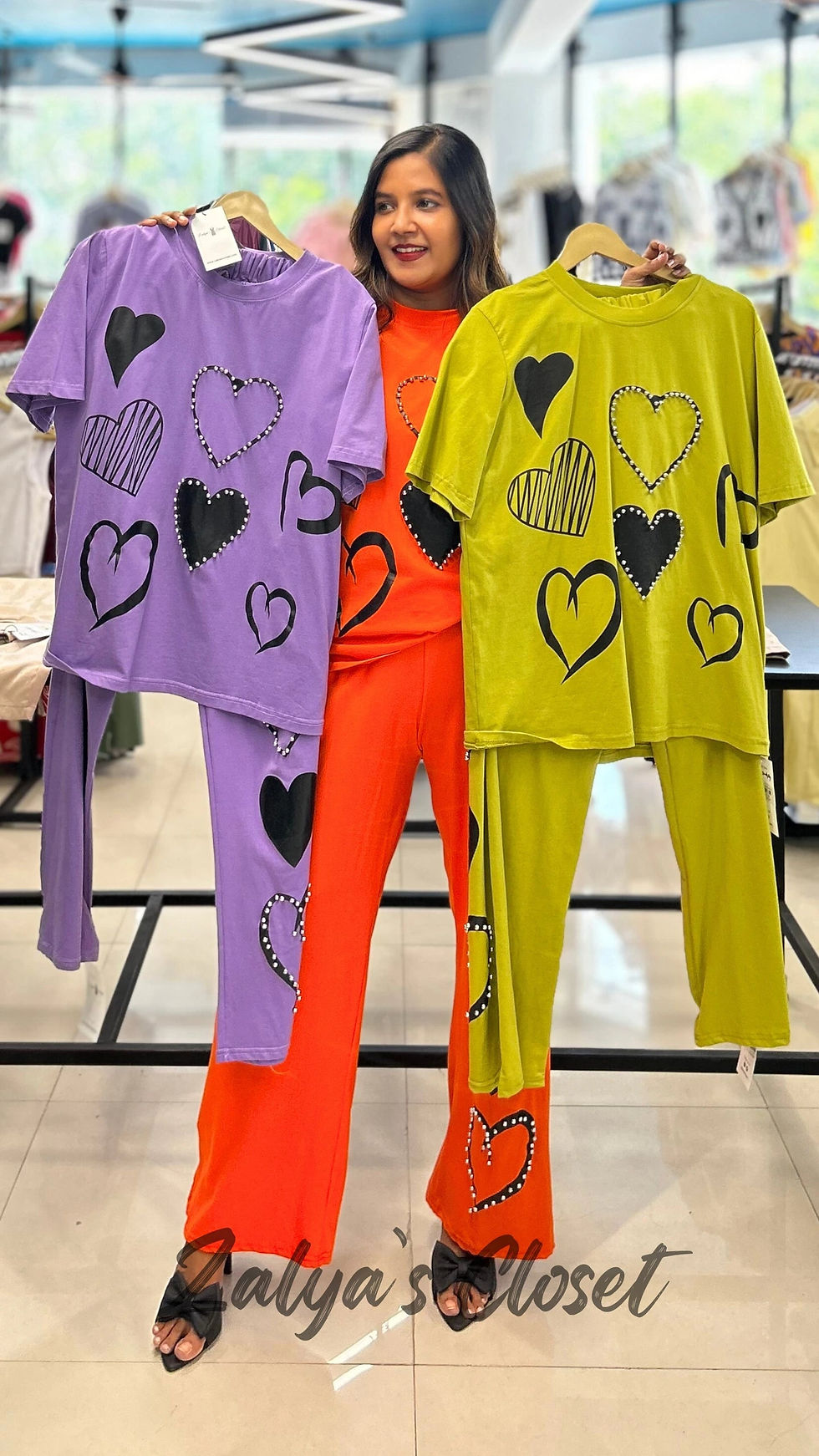 Thumbnail: Heart Design Top & Pant Co Ord Set
