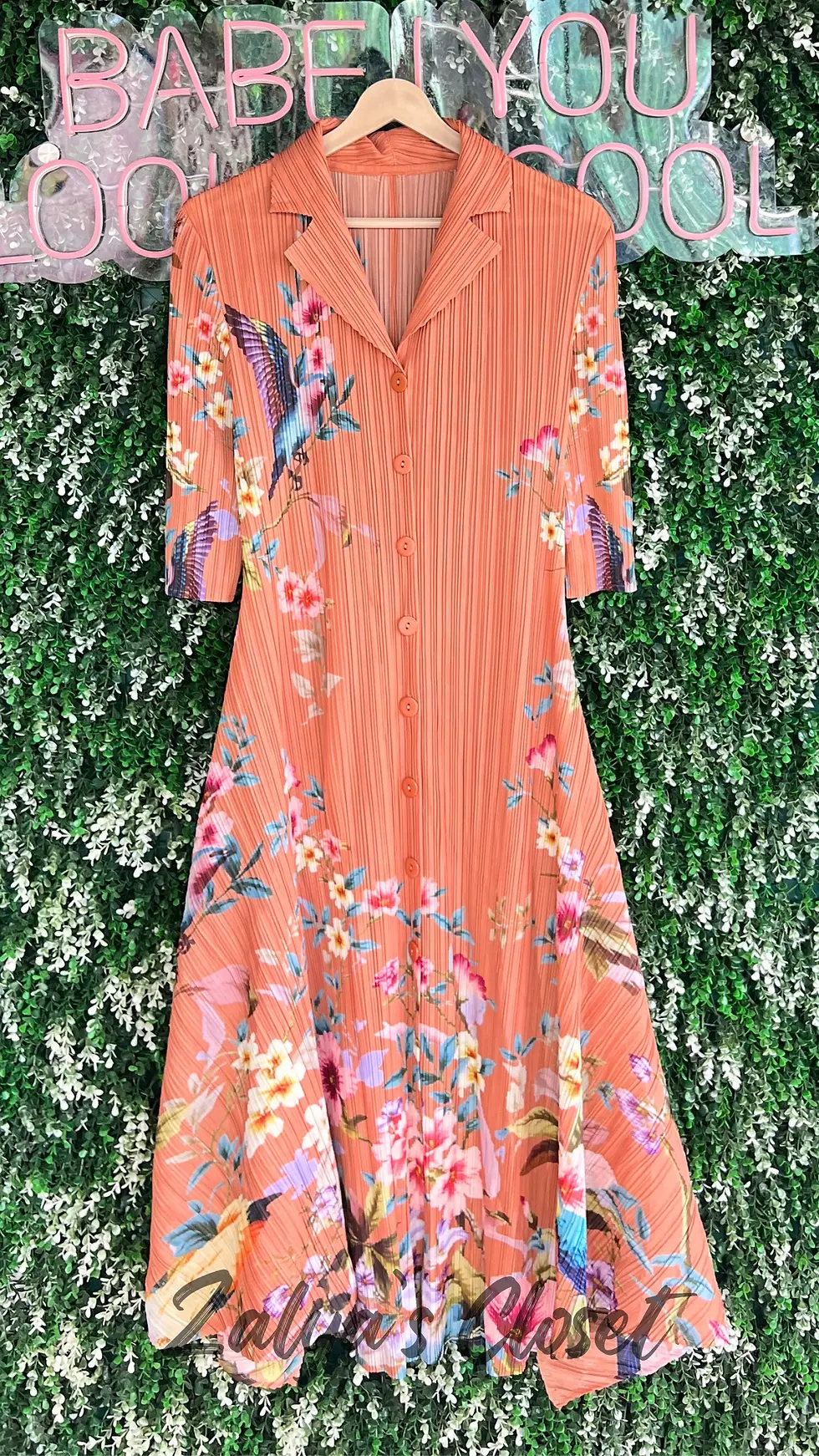 Thumbnail: Imported Long Full Sleeves Floral Printed Magic Dress
