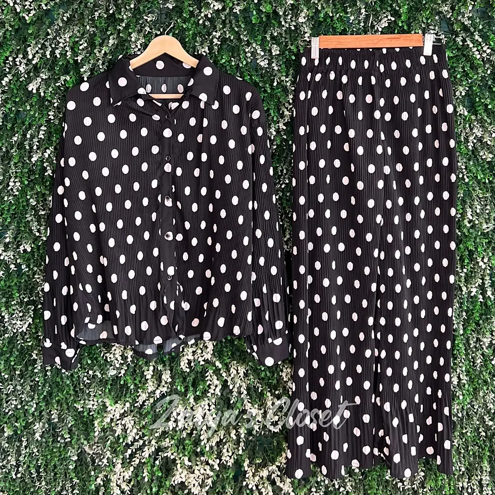 Thumbnail: Black Polka Dot Pleated Co-ord Set