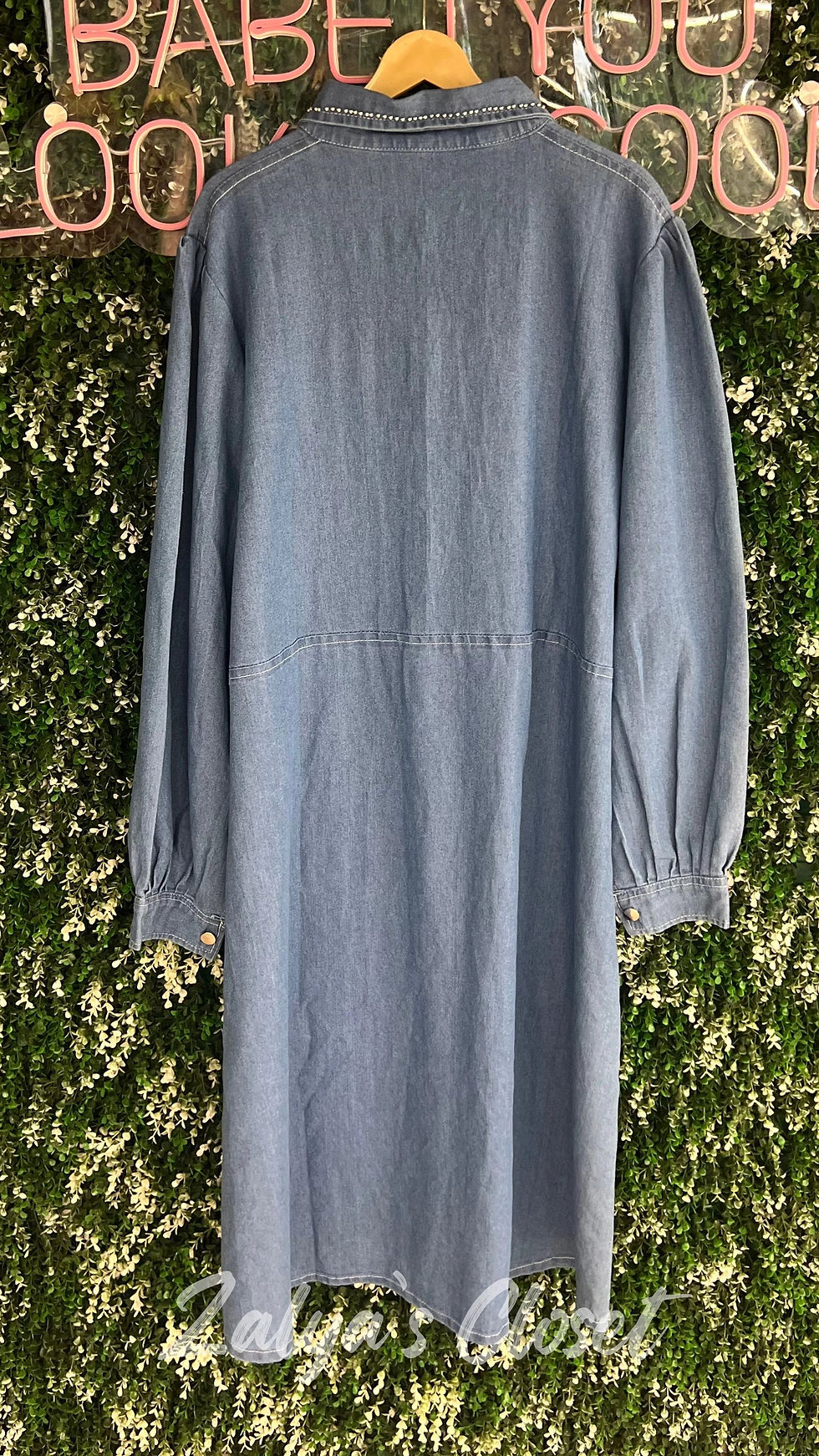 Thumbnail: Denim Button Down Dress With Belt