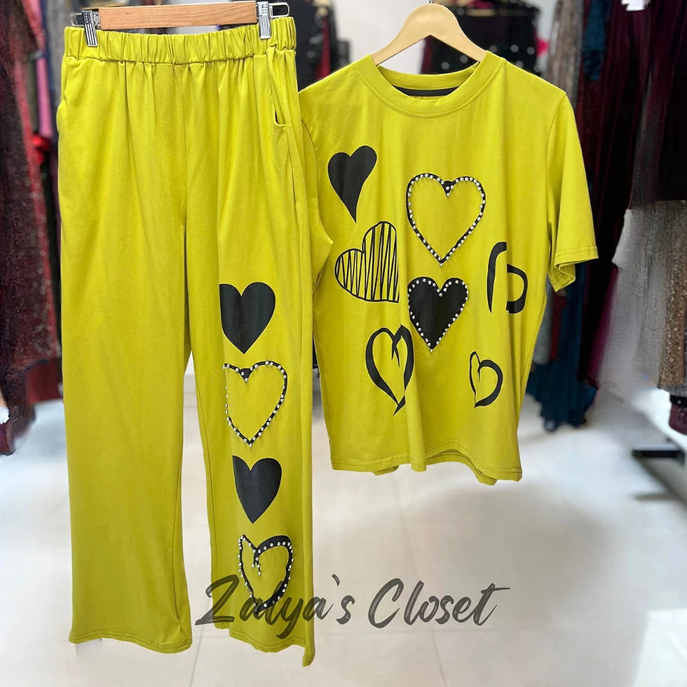 Thumbnail: Heart Design Top & Pant Co Ord Set